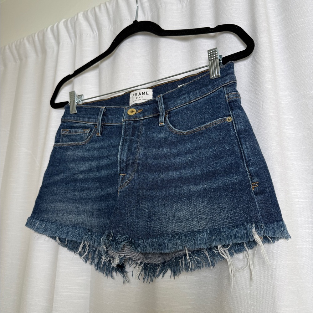 Frame Le Cut Off Mid-Rise Slim Fit Denim Shorts Festival Outfit | Size 27 - Picture 8 of 15